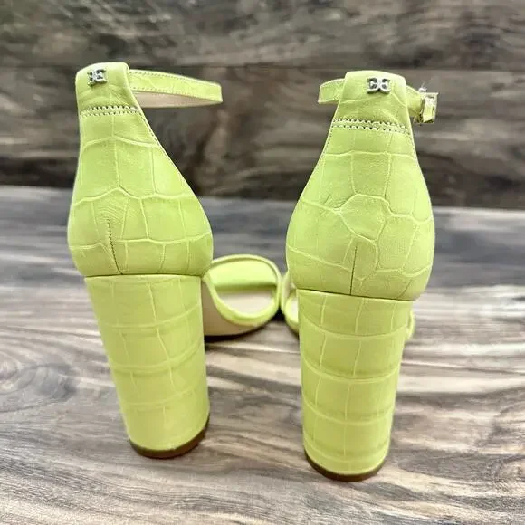NIB Sam Edelman 8.5M Yaro Leather Ankle Strap Block Heel Sandals Kiwi - Picture 9 of 13